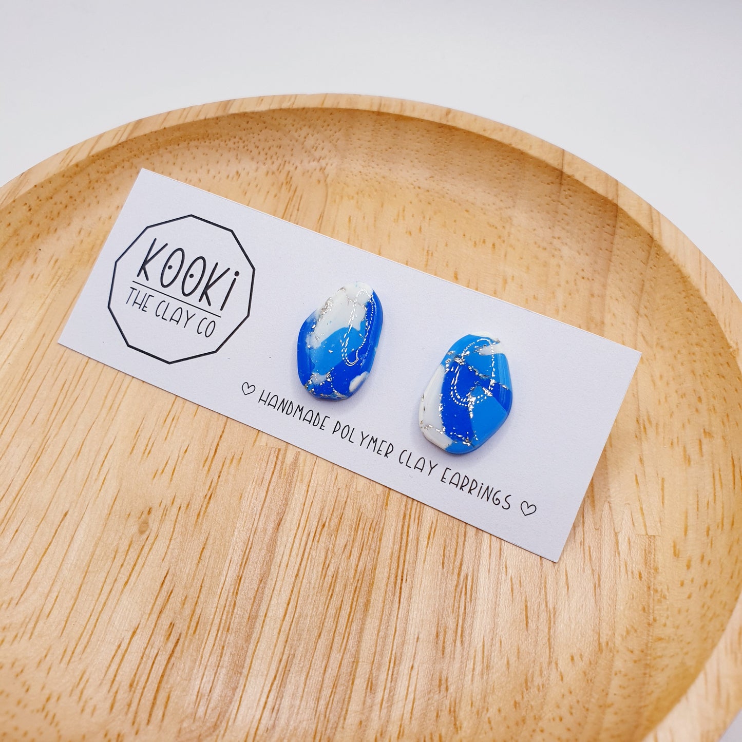 Blue Marble Pebble Studs