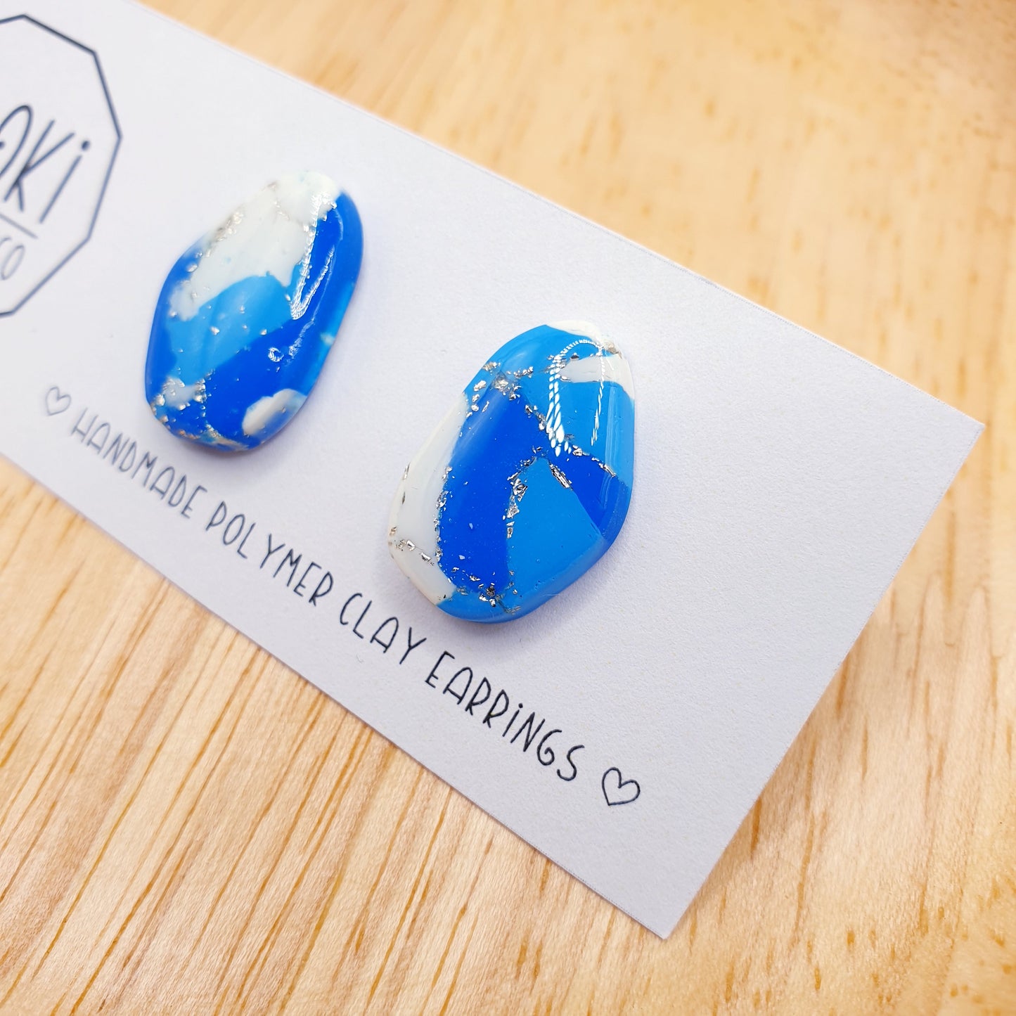 Blue Marble Pebble Studs