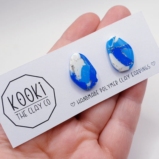 Blue Marble Pebble Studs