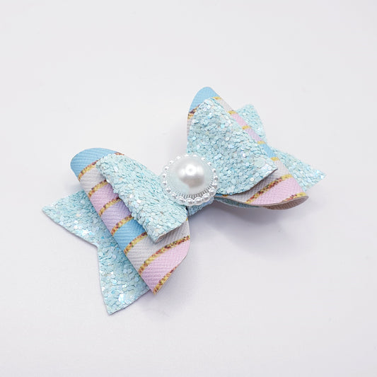 Elegant Blue Glitter Bow