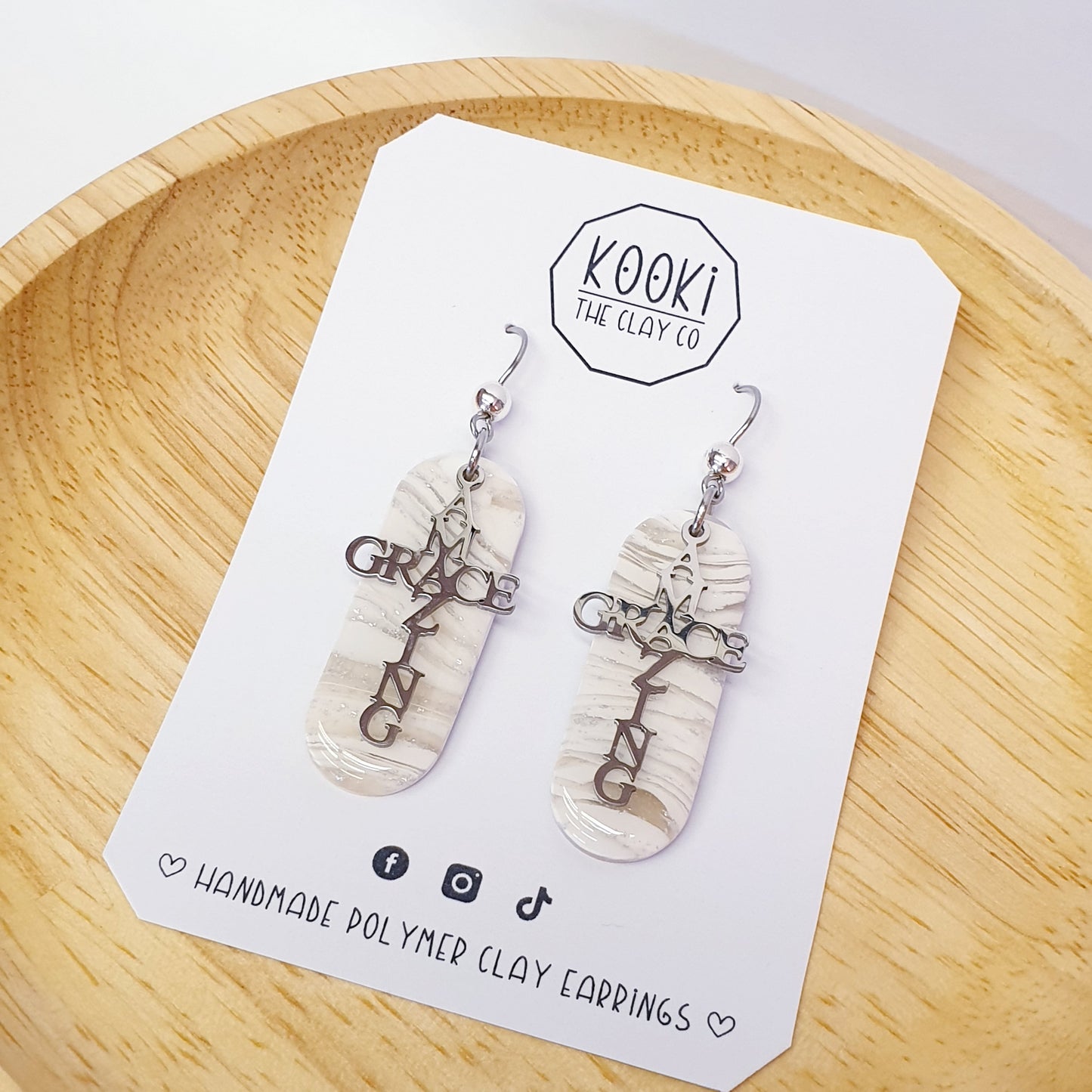 Amazing Grace White Marble Dangles