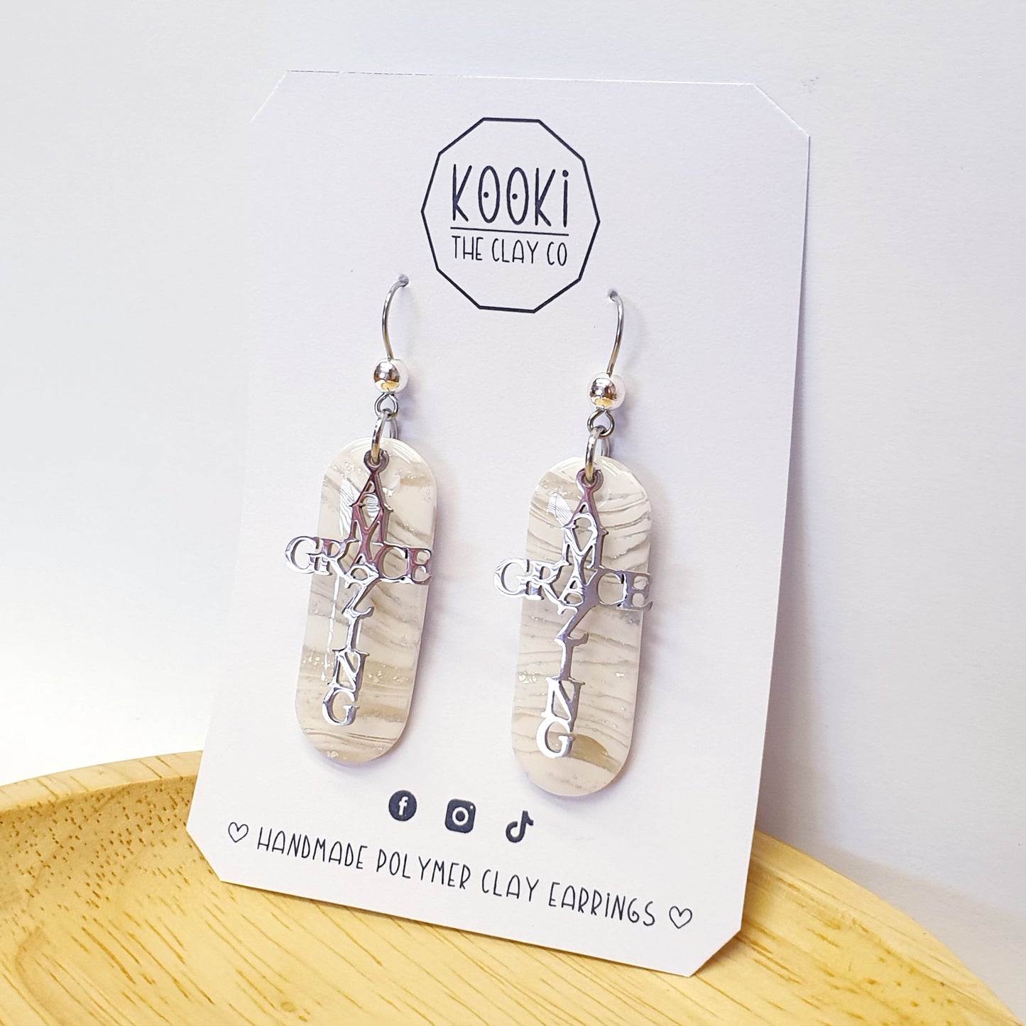 Amazing Grace White Marble Dangles