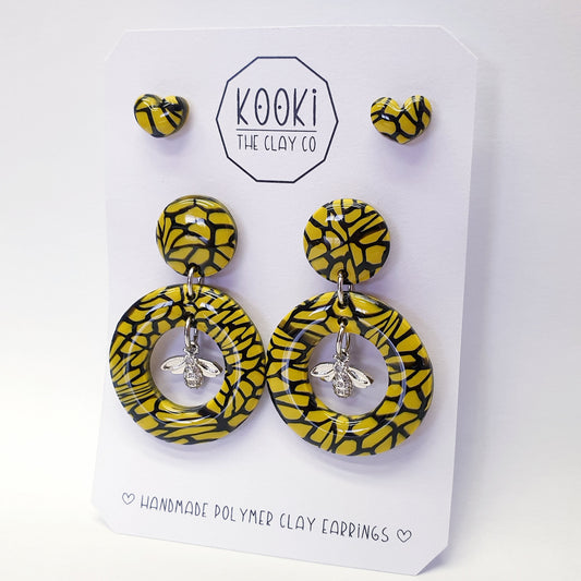 Beehive Dangles (Cubic Zirconia Bees)