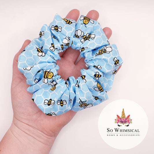 Cotton Blue Bumblebee Scrunchie Medium