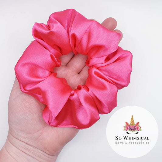 Satin Bright Pink Scrunchie Medium