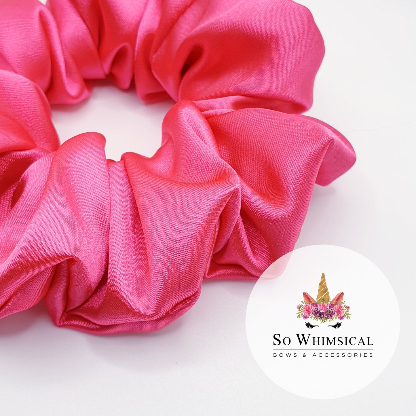 Satin Bright Pink Scrunchie Medium