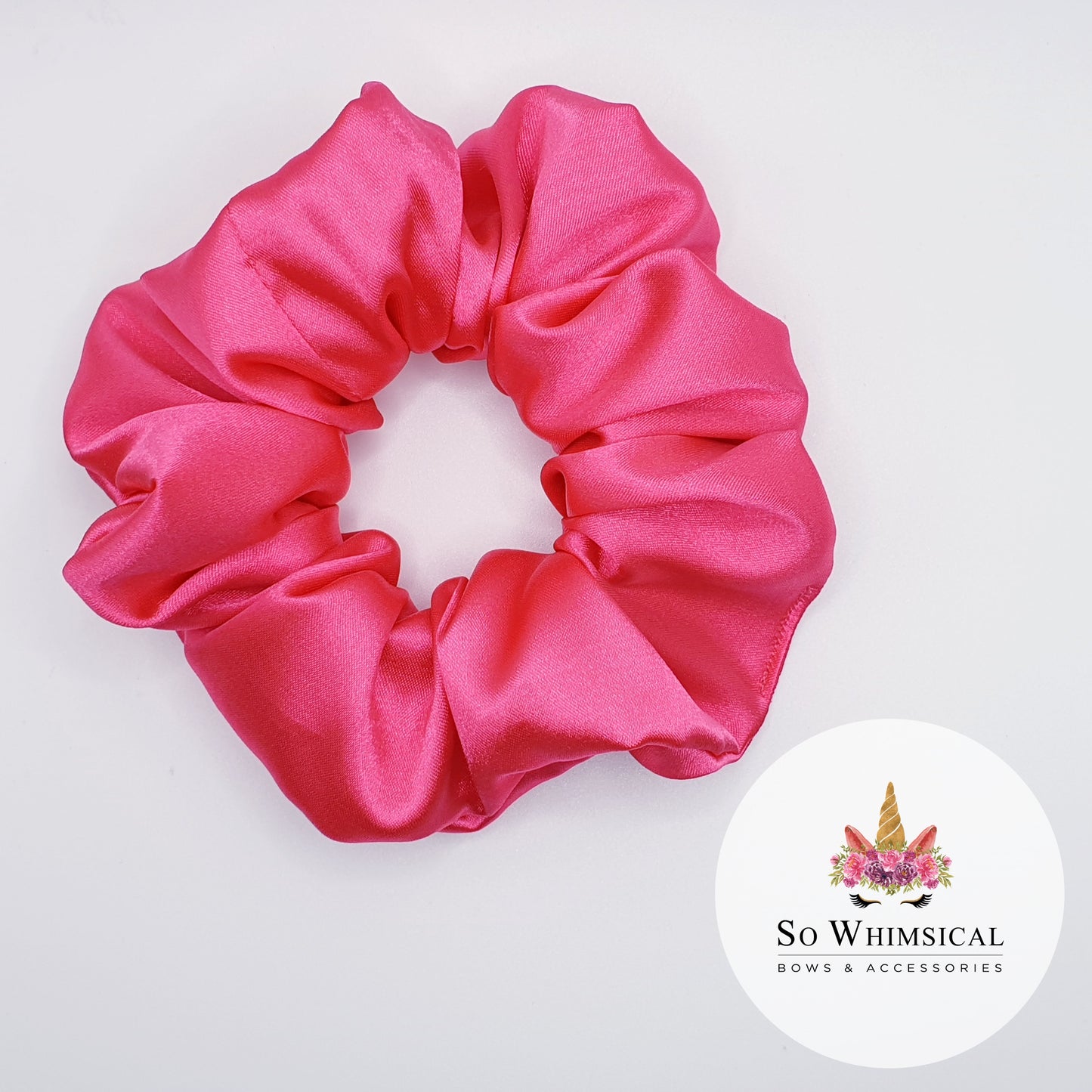 Satin Bright Pink Scrunchie Medium