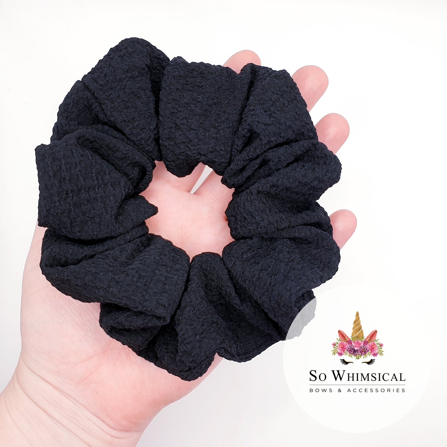 Bubble Fabric Scrunchie Raven