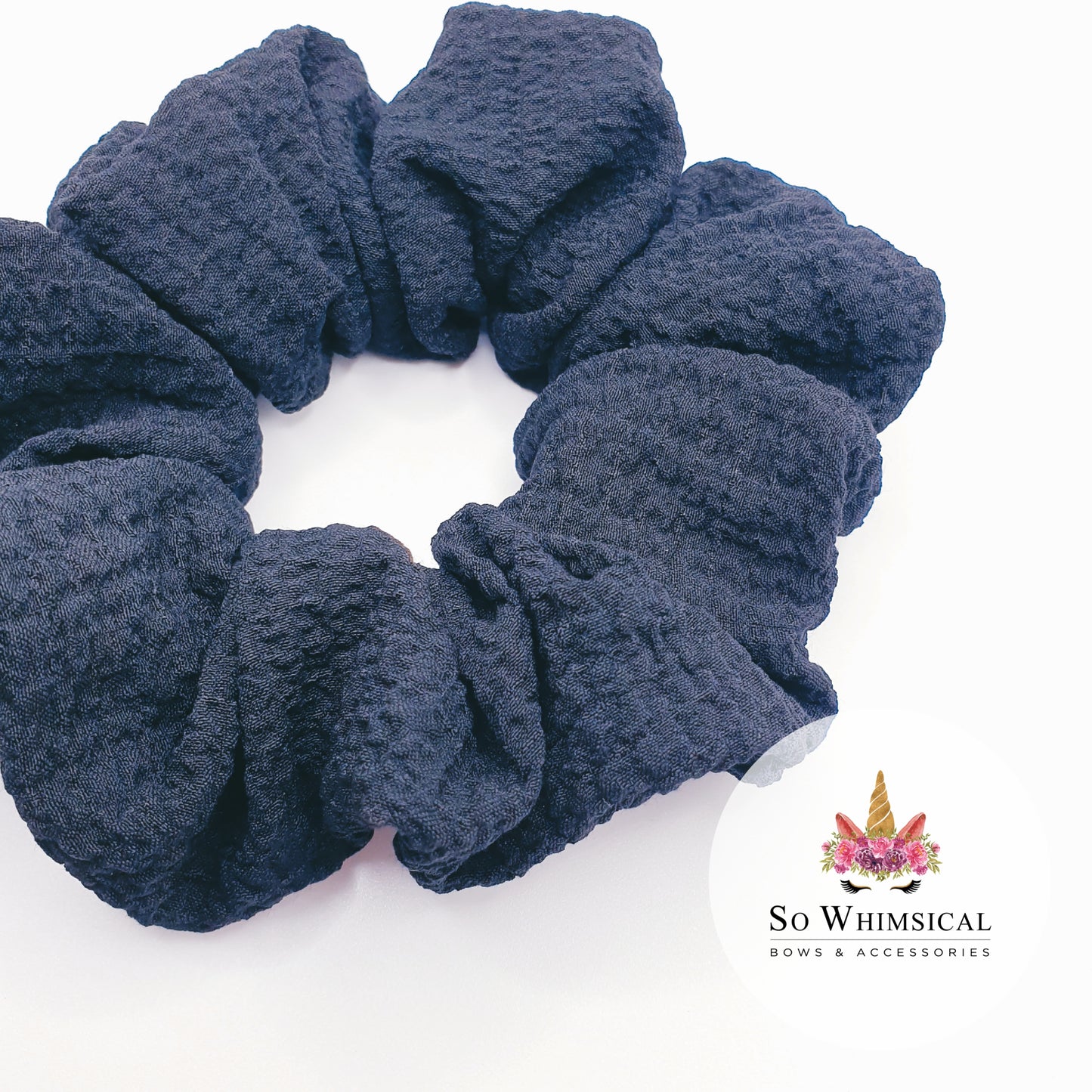 Bubble Fabric Scrunchie Raven