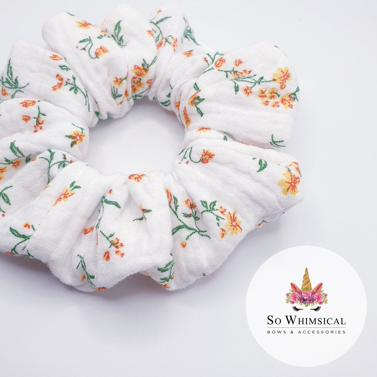 Cheese Cloth Medium Scrunchie in White