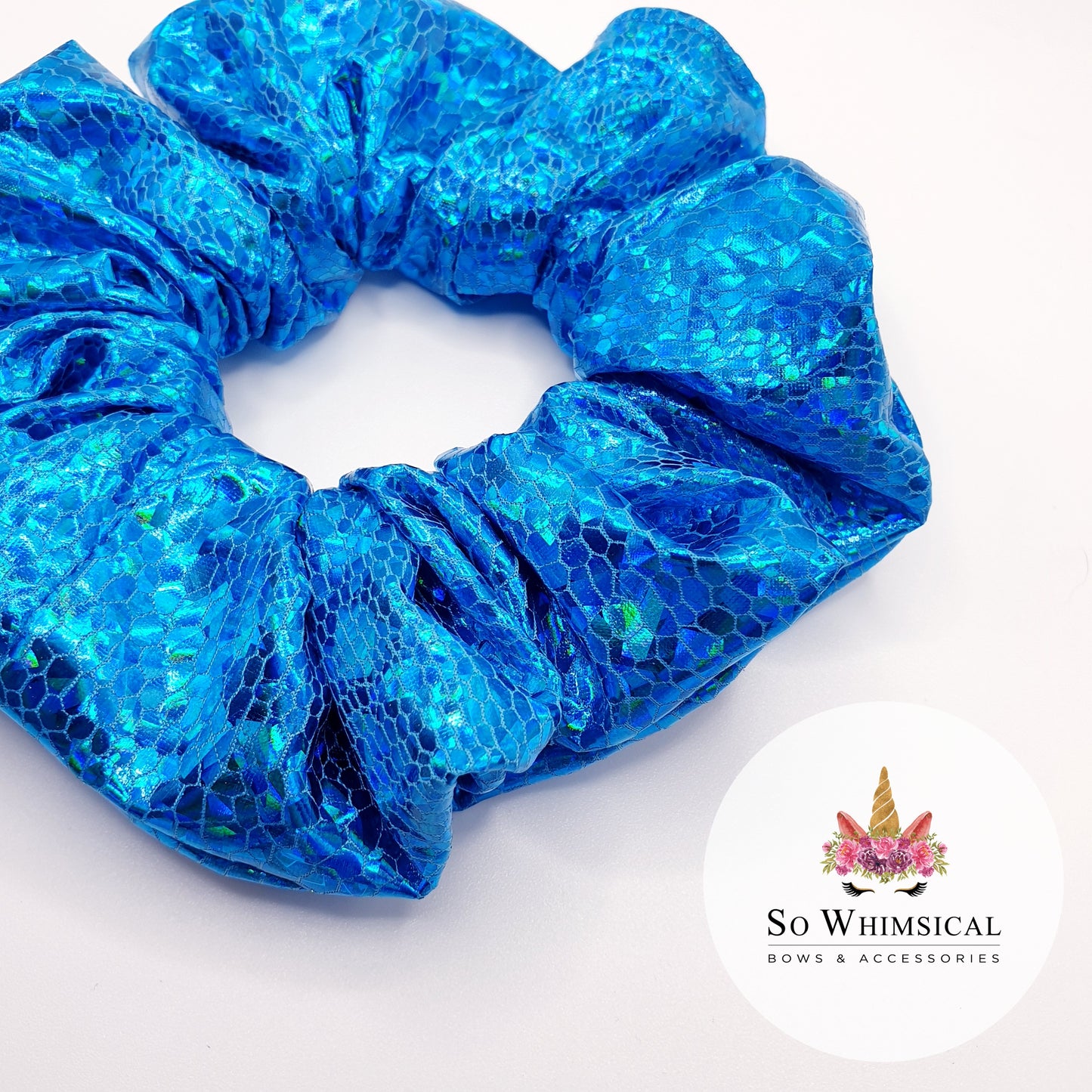 Holographic Blue Medium Scrunchie