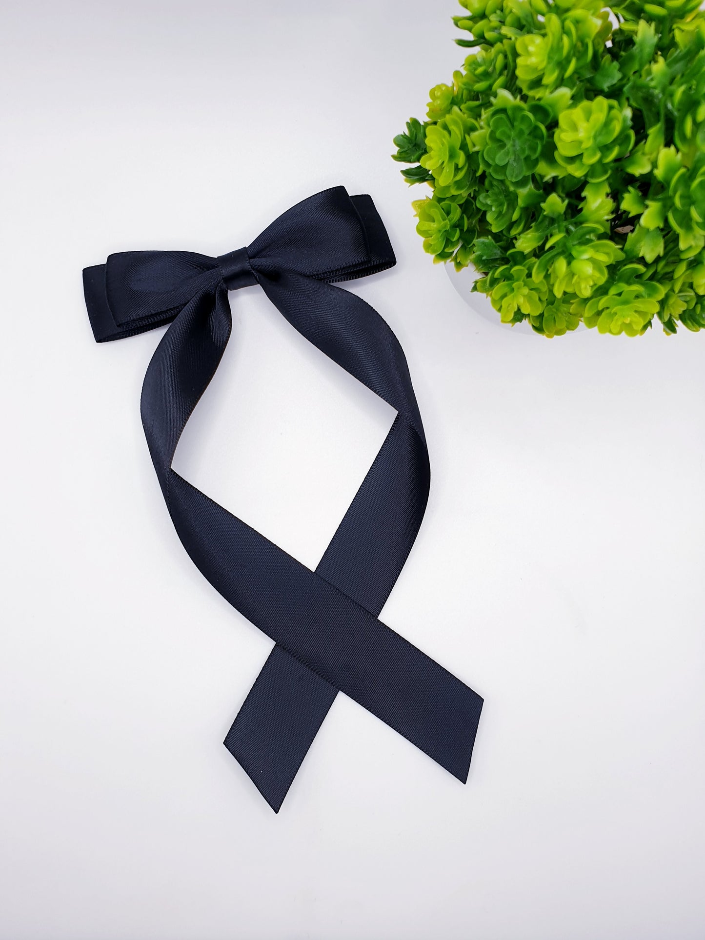 Long Tail Ribbon Bow - Black