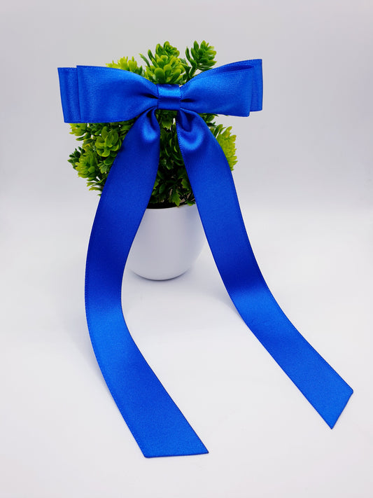 Long Tail Ribbon Bow - Blue