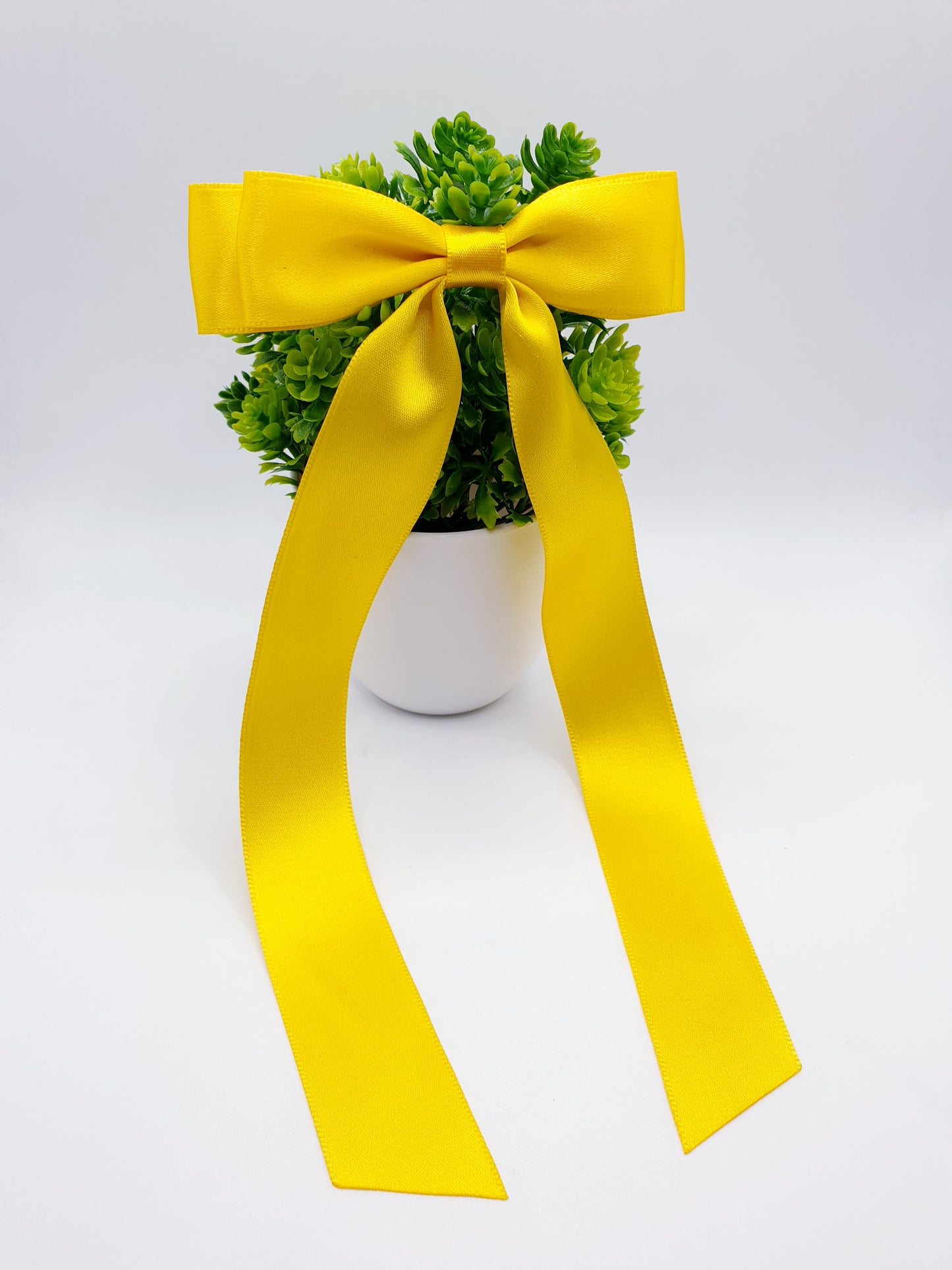 Long Tail Ribbon Bow - Bright Yellow