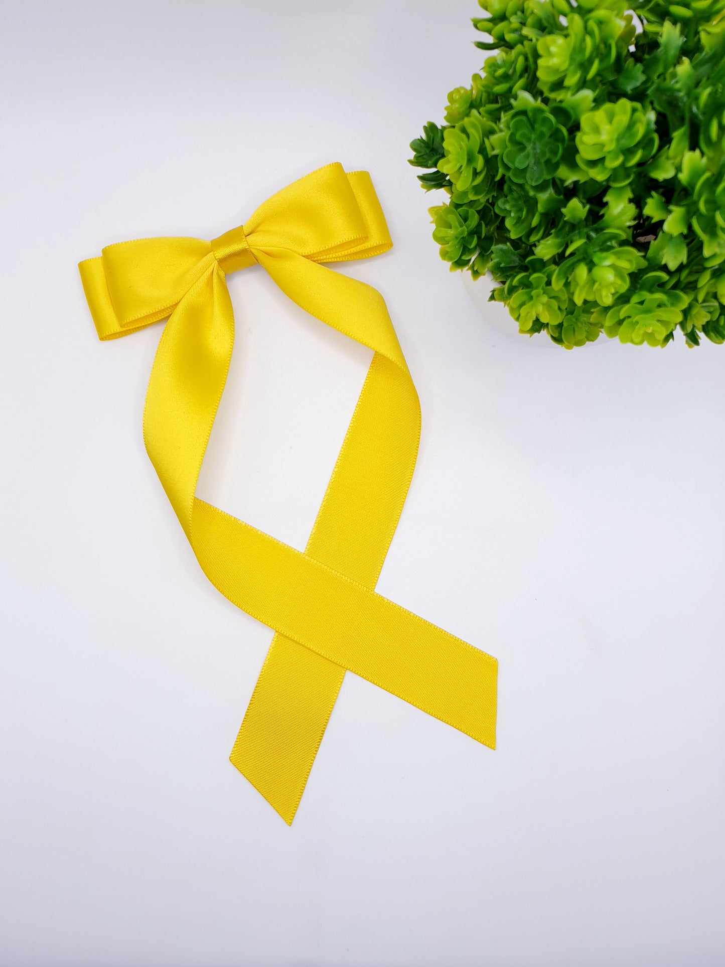 Long Tail Ribbon Bow - Bright Yellow