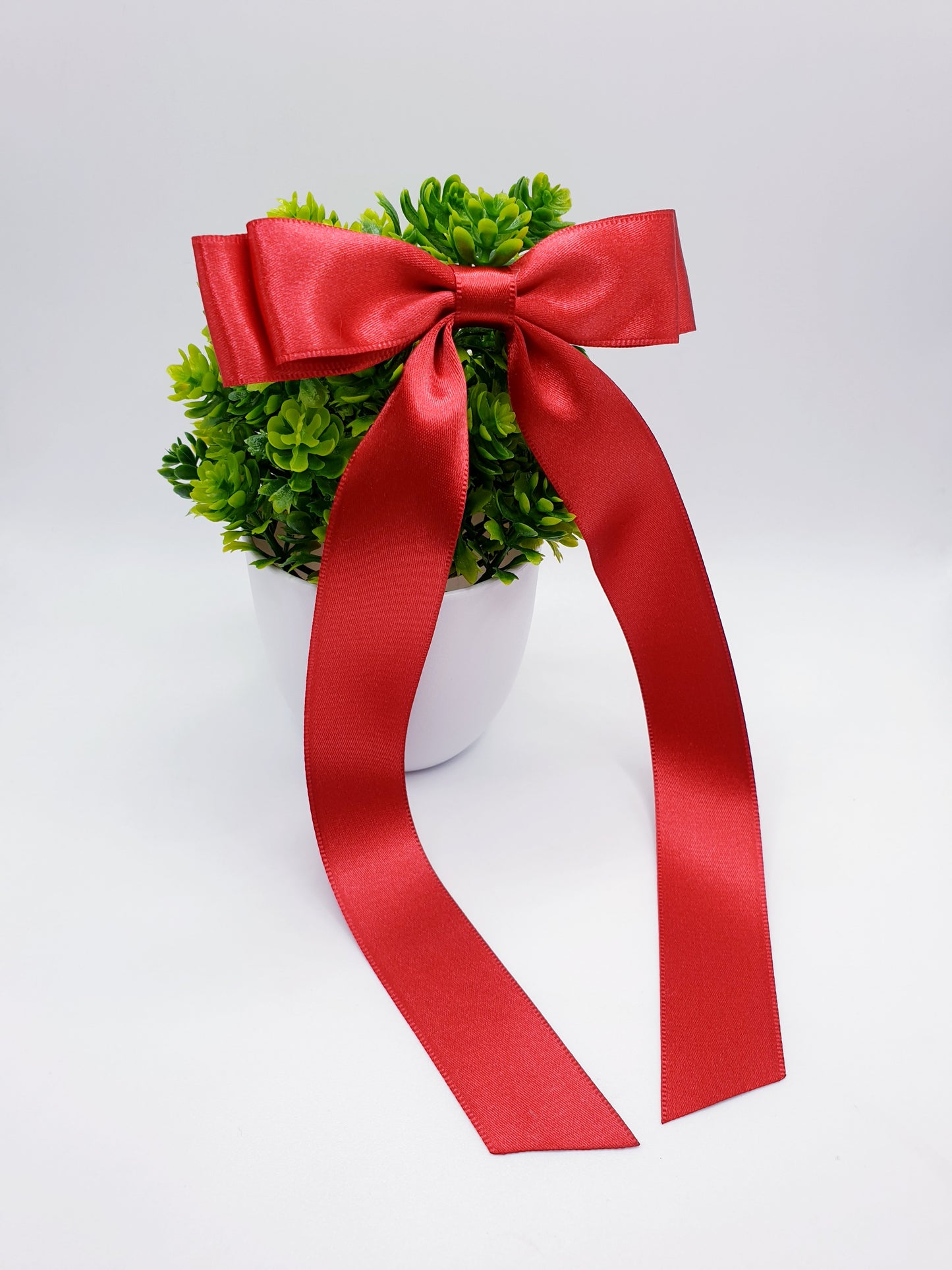 Long Tail Ribbon Bow - Dark Red