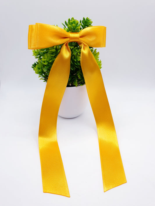 Long Tail Ribbon Bow - Dark Yellow