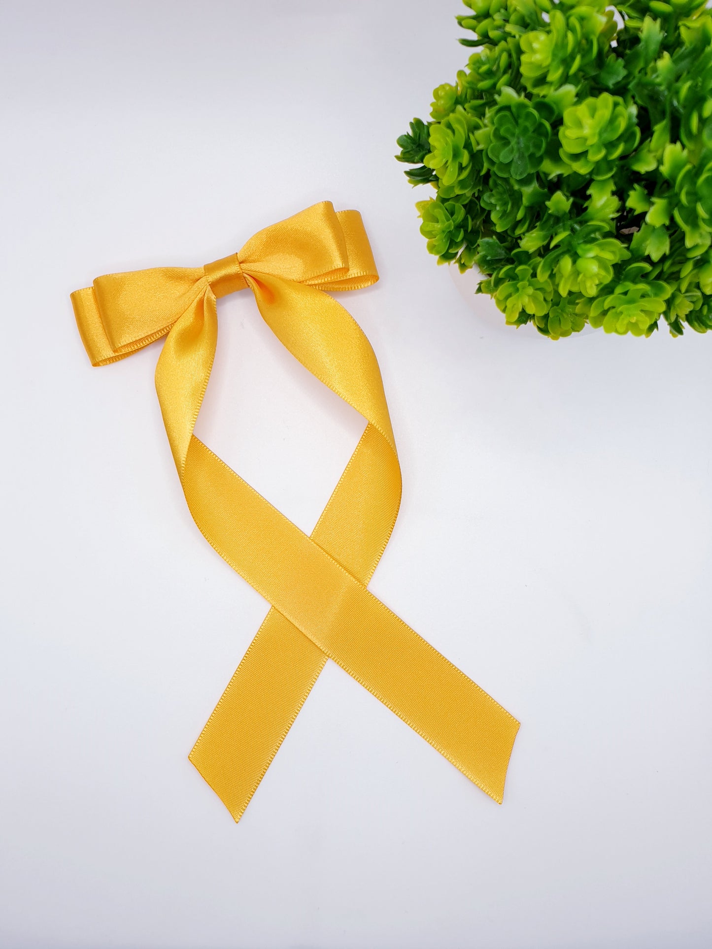 Long Tail Ribbon Bow - Dark Yellow