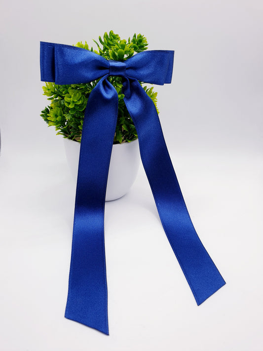 Long Tail Ribbon Bow - Navy