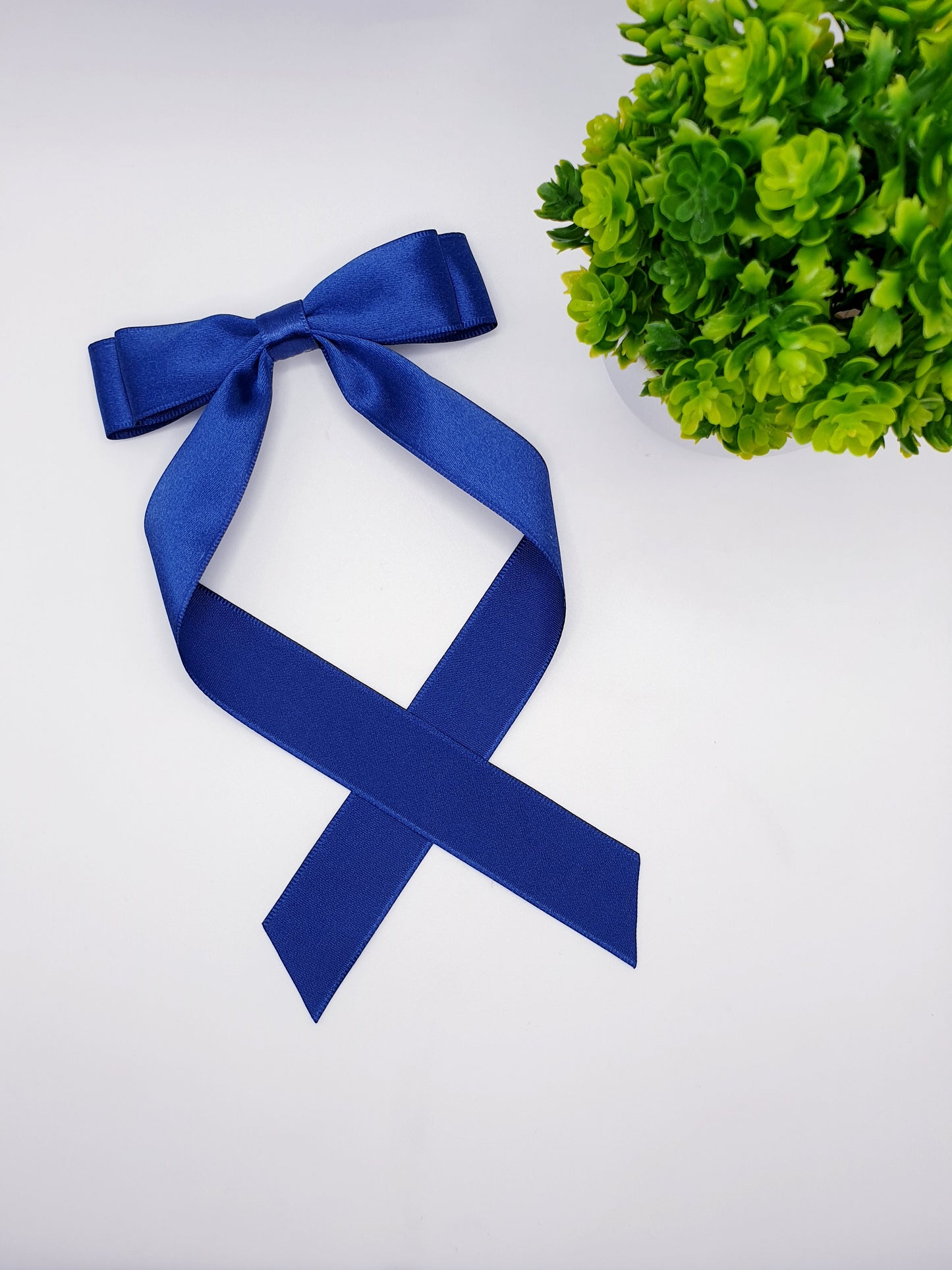 Long Tail Ribbon Bow - Navy