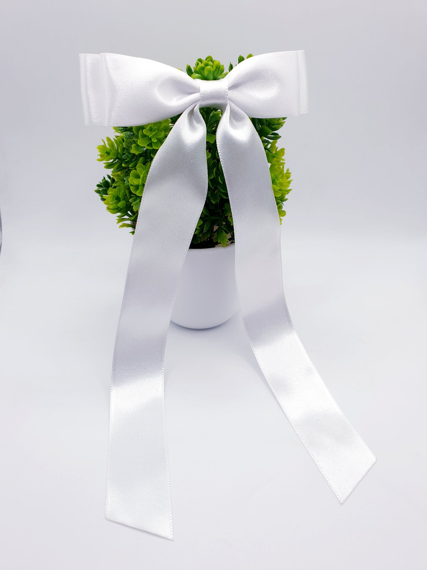 Long Tail Ribbon Bow - White