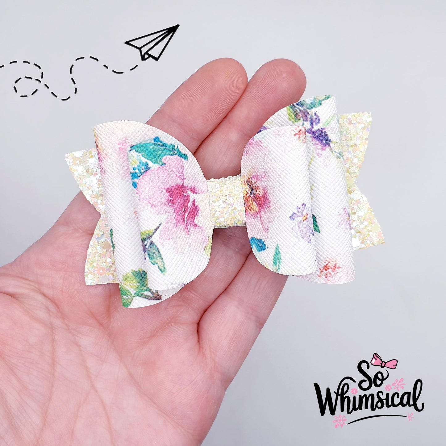 Minty Florals Large Bow