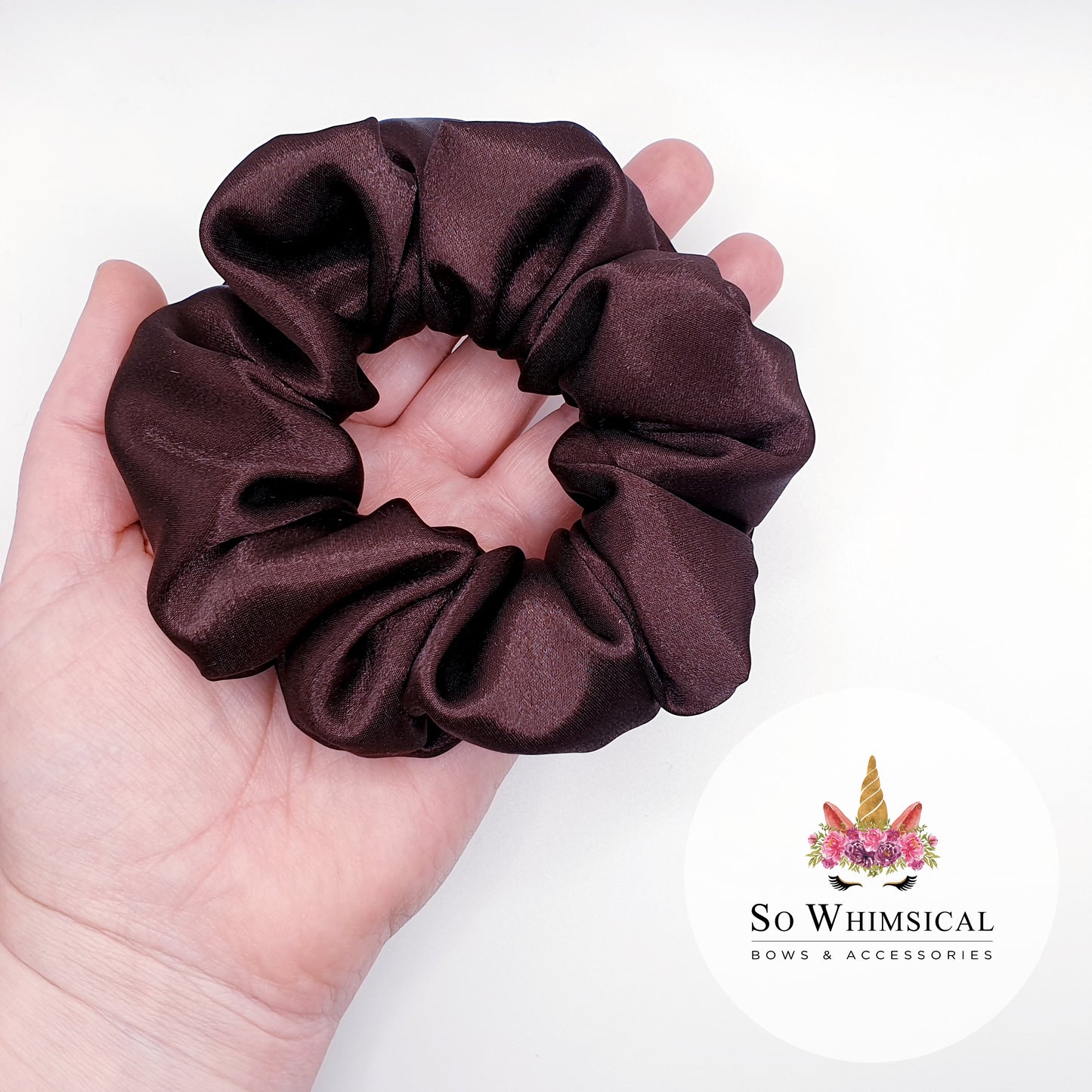 Satin Mocca Brown Scrunchie Medium