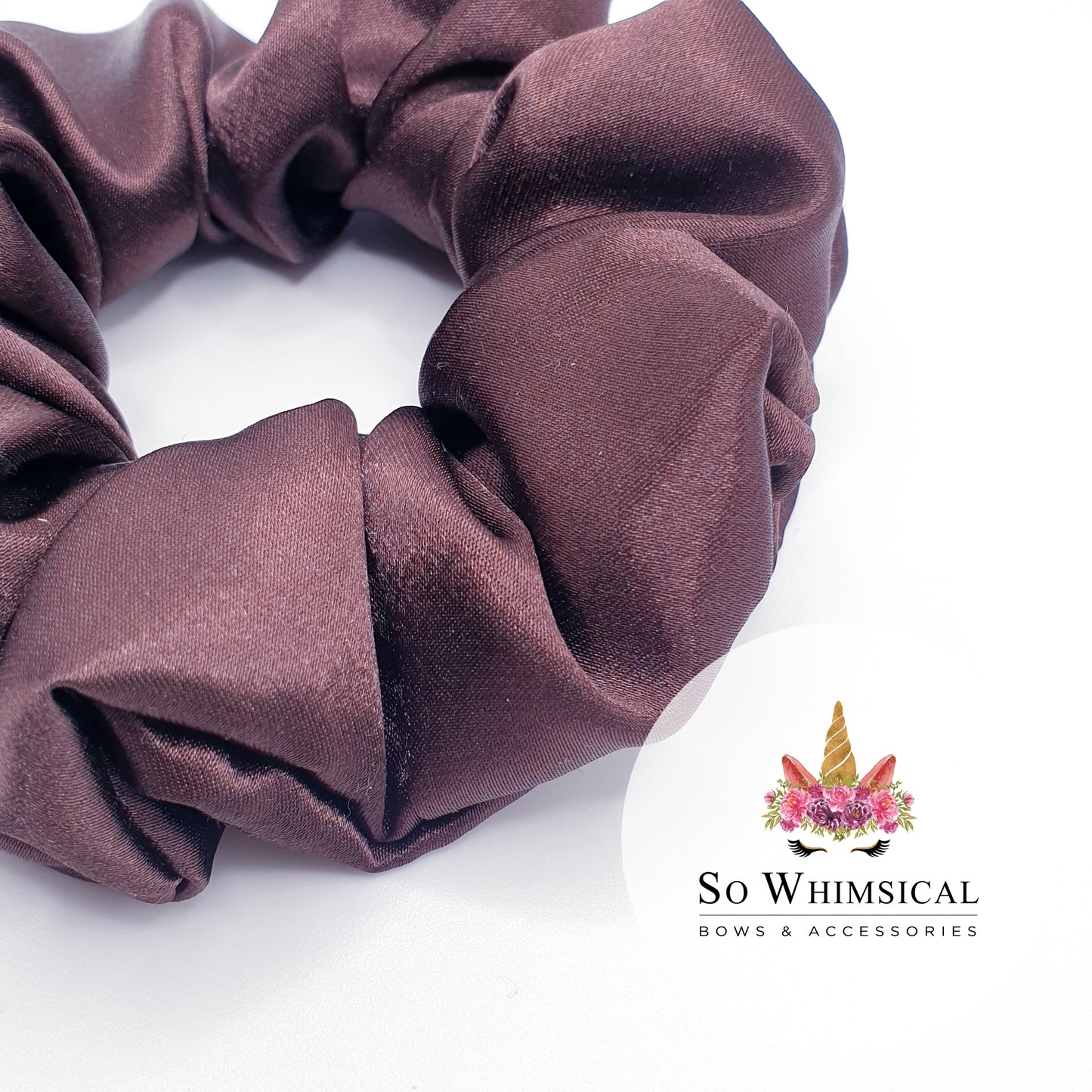 Satin Mocca Brown Scrunchie Medium