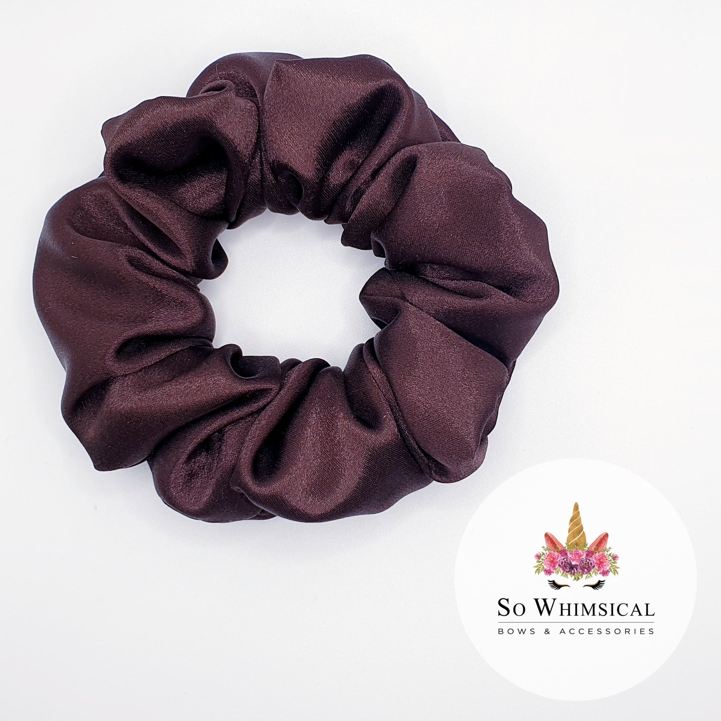 Satin Mocca Brown Scrunchie Medium