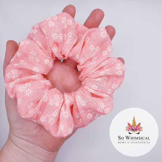 Soft Cotton Pink Scrunchie