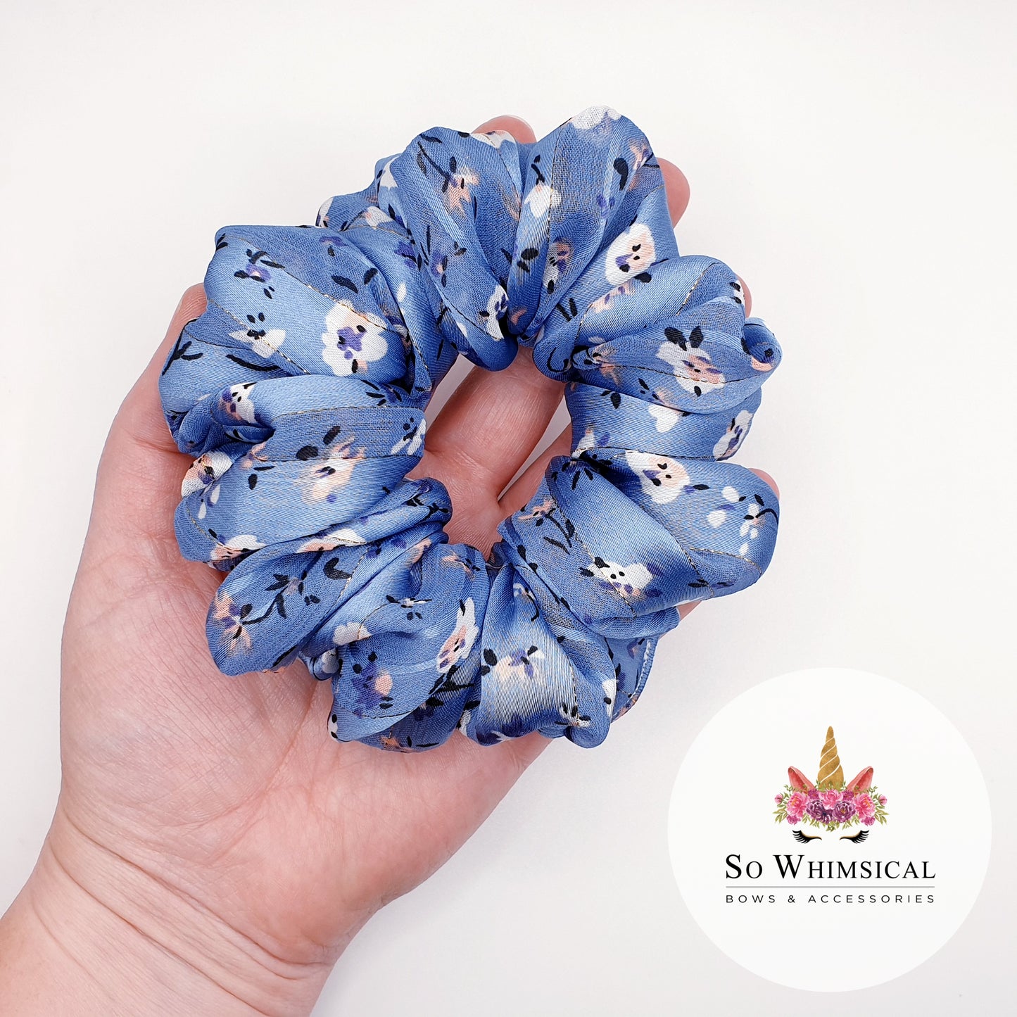 Summer Fields Blue Medium Scrunchie