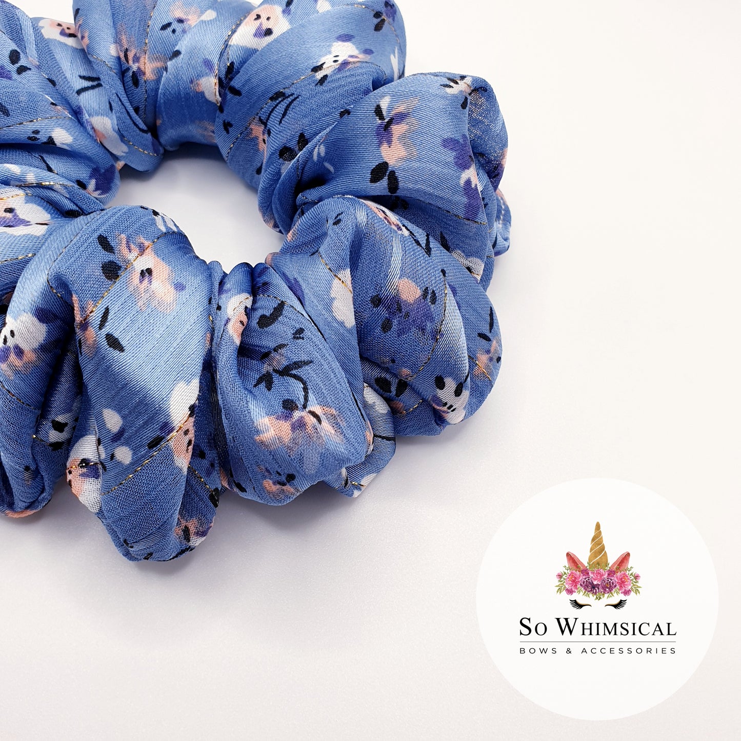 Summer Fields Blue Medium Scrunchie