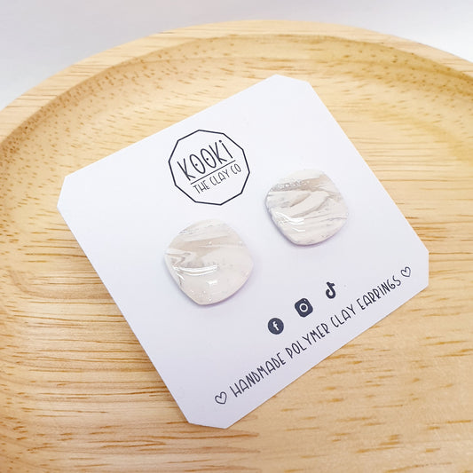 White Marble Square Studs