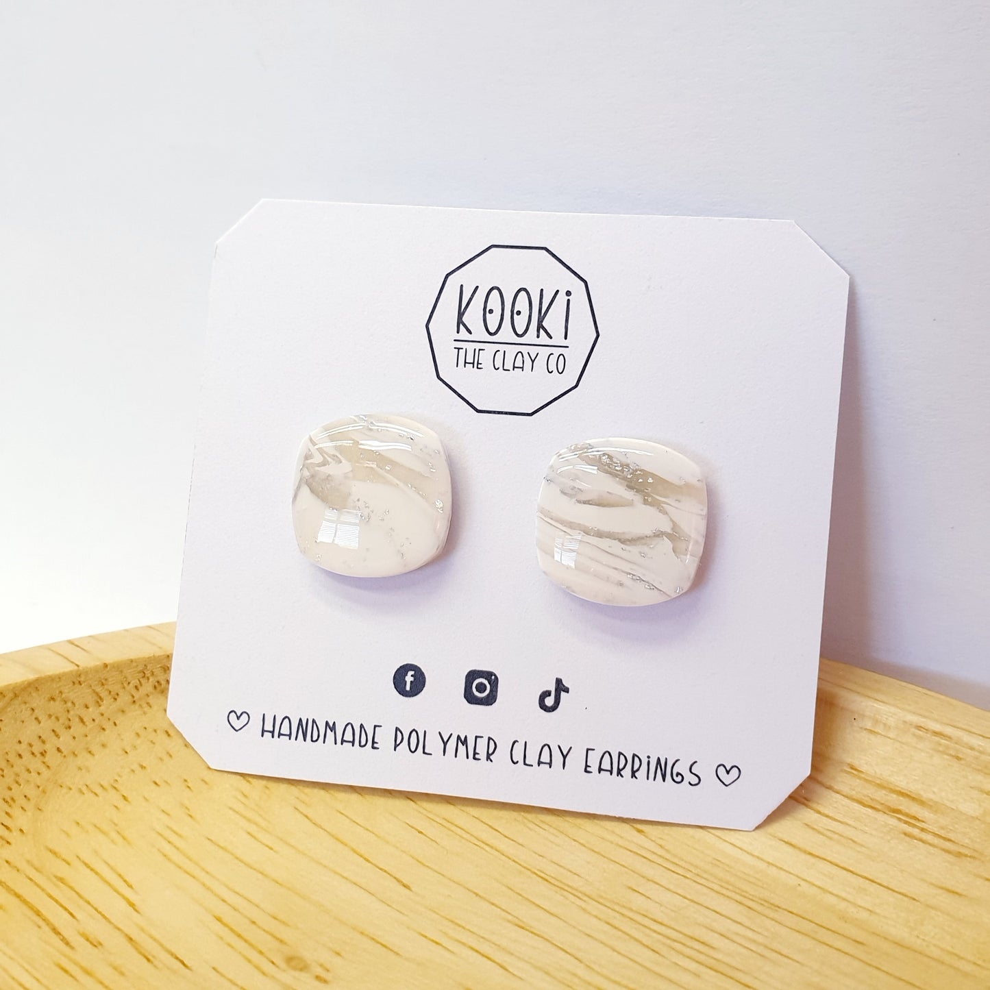 White Marble Square Studs