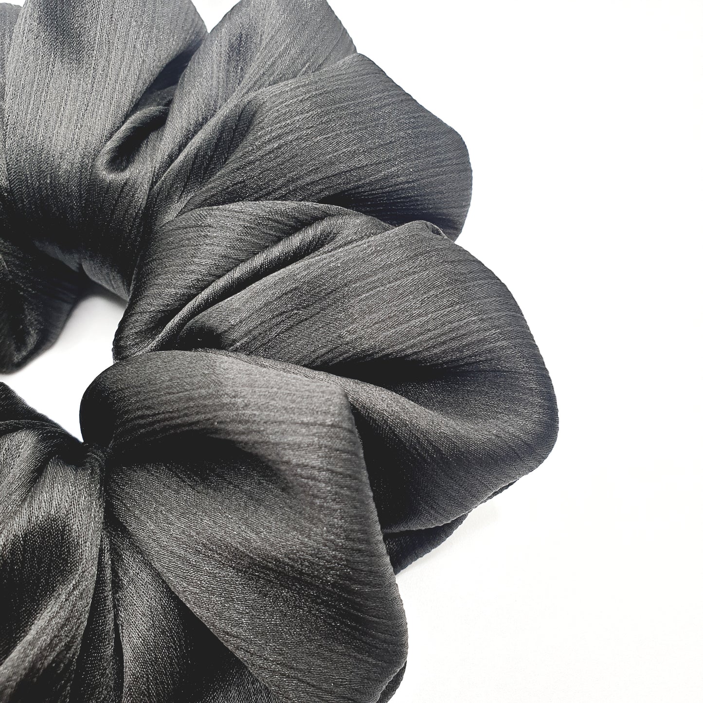 Metallic Satin Black Scrunchie Medium