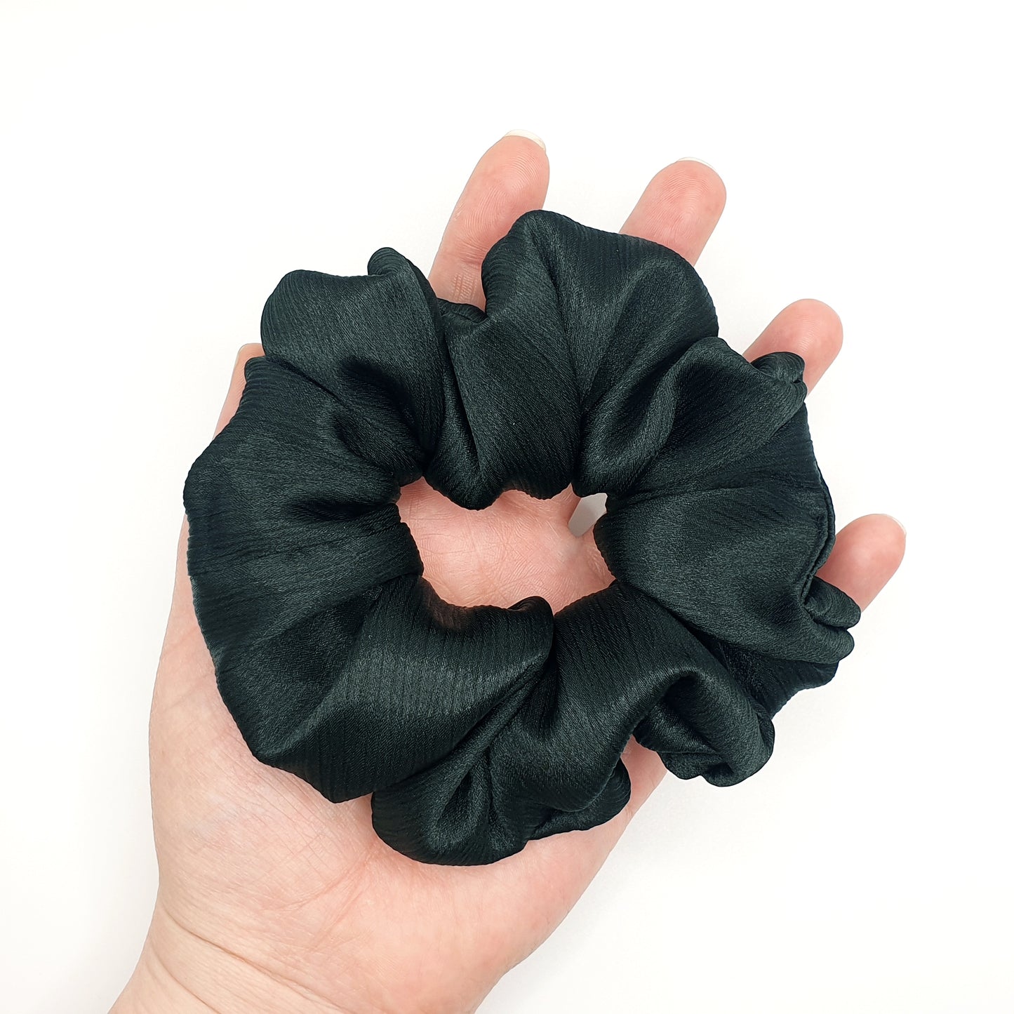 Metallic Satin Black Scrunchie Medium