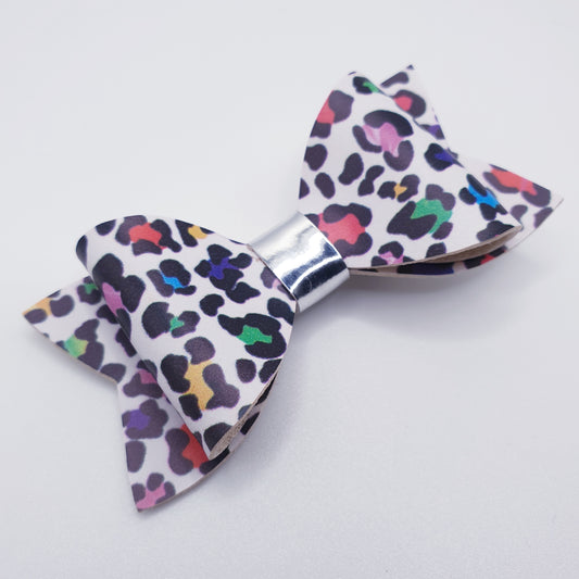 Funky Leopard Faux Leather Bow