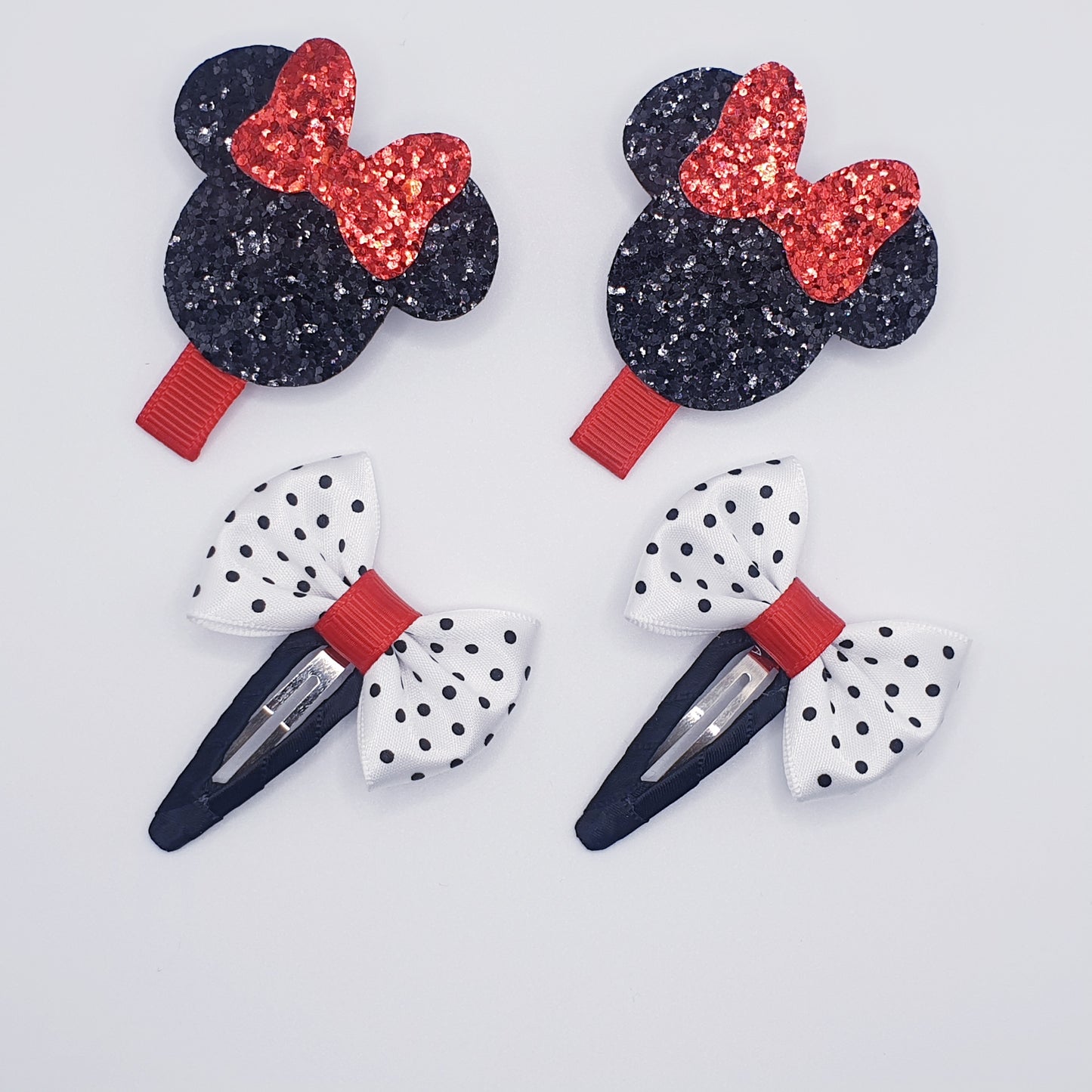 Minnie Mouse Inspired Hair Clip Set (4 items)