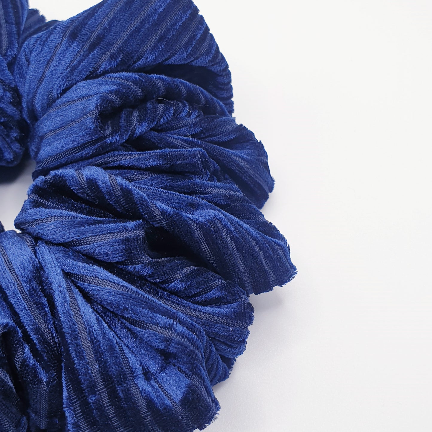 Velvet Navy Striped Scrunchie Medium