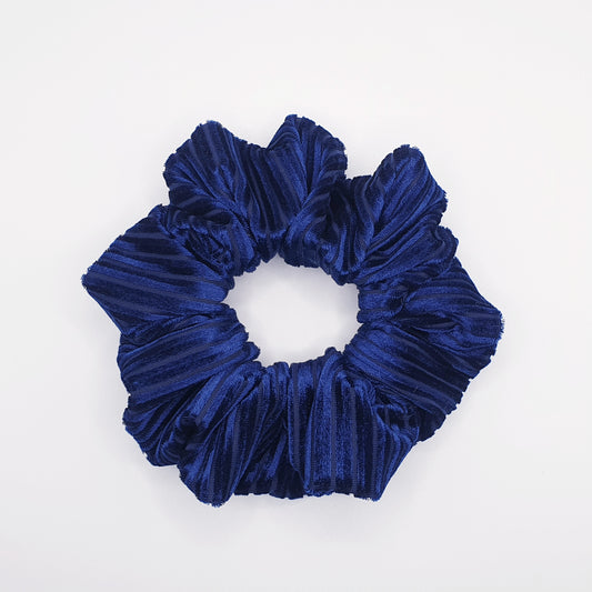 Velvet Navy Striped Scrunchie Medium