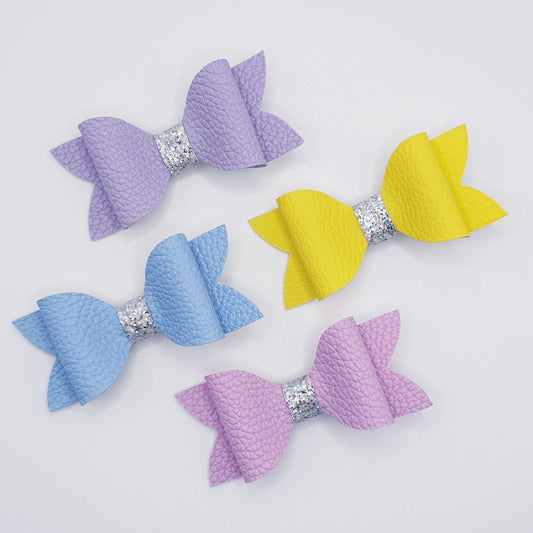 Pretty in Pastels - Set of 4 Small Faux Leather Bows